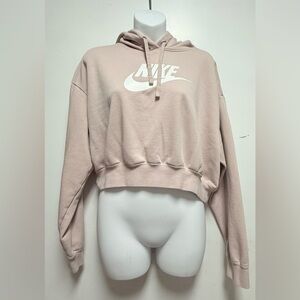 Nike Women's Cropped Pink Hoodie Size S